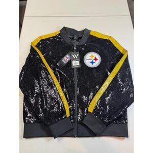 Pittsburgh Steelers The Wild Collective Women's Sequined Zip-Up Jacket